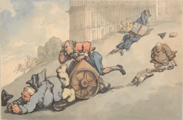 Les agréments de Bath : des personnes goutteuses tombent sur une pente raide
