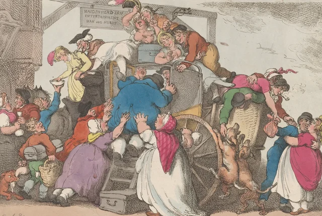 Las miserias del viaje: la diligencia sobrecargada, Thomas Rowlandson