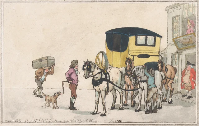 Postillons et chevaux de poste à l'auberge White Hart