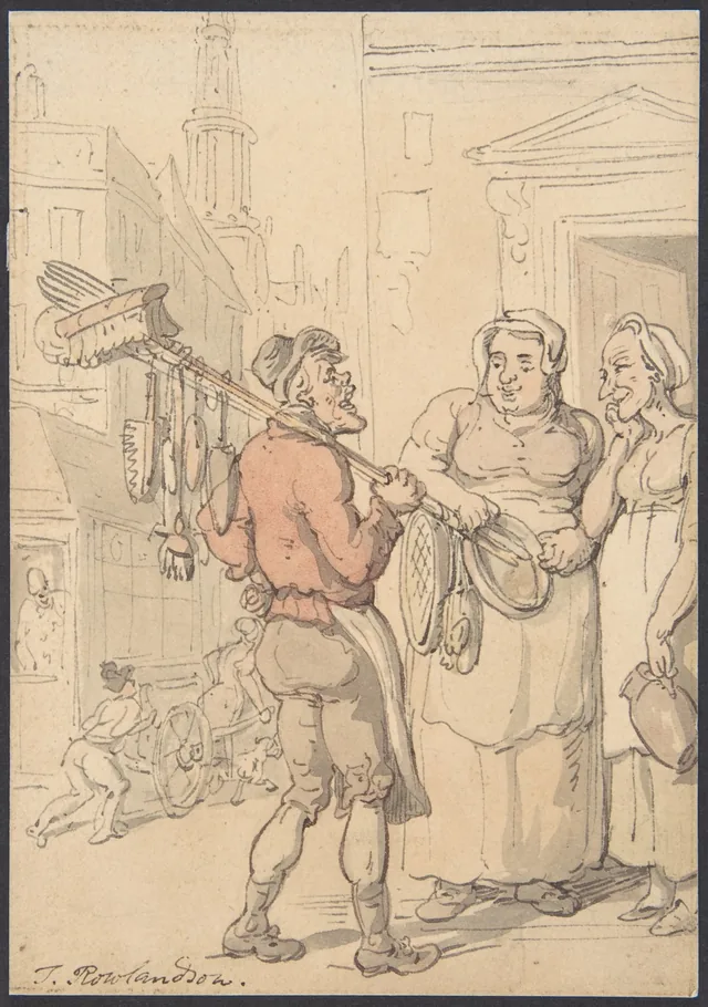 Scène de rue : le marchand de brosses