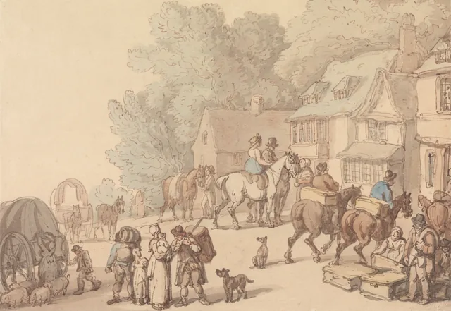 Scene Outside an Inn, Thomas Rowlandson