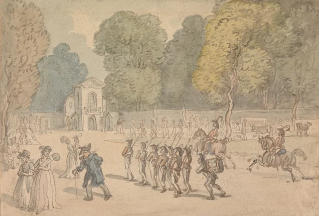 Soldiers in St. James Park, Thomas Rowlandson