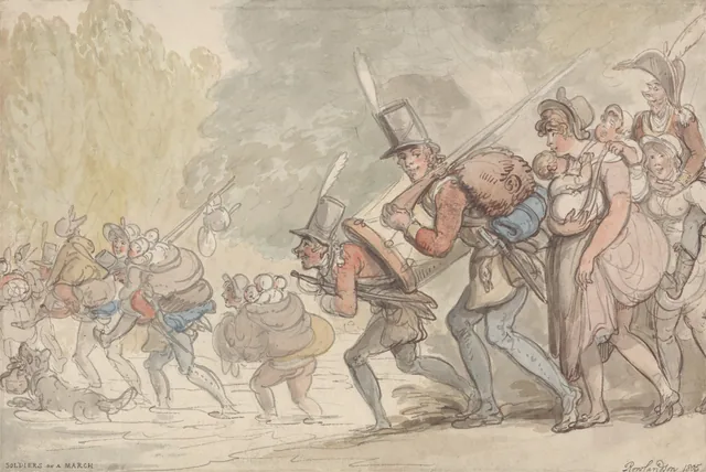 Soldados en marcha, Thomas Rowlandson