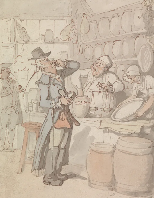 Un homme qui achète du tabac à priser