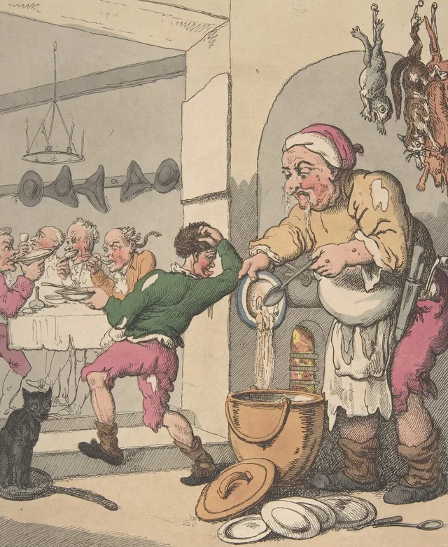Una mesa redonda francesa, Thomas Rowlandson
