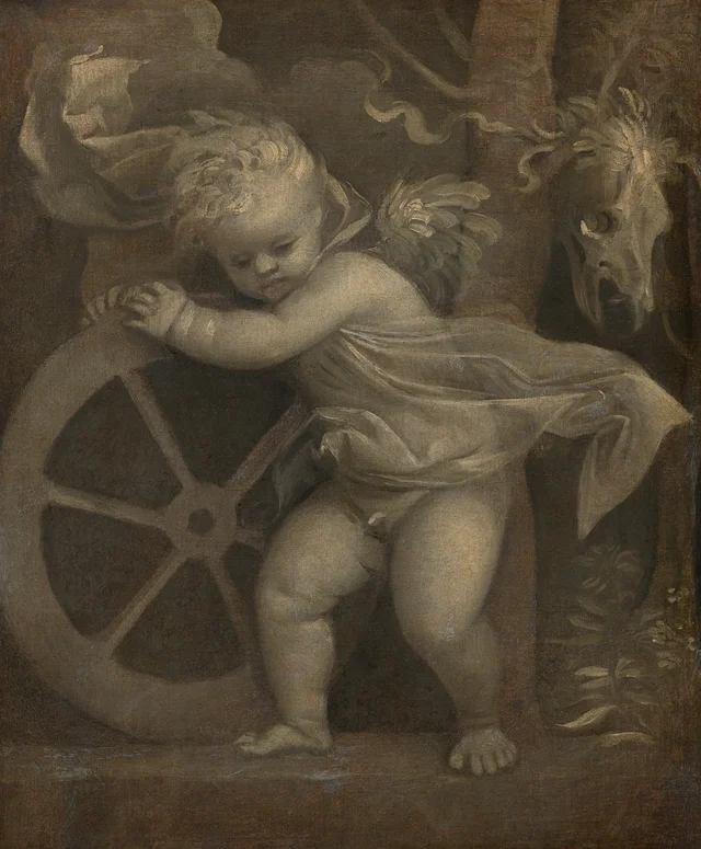 Cupido con la rueda del tiempo