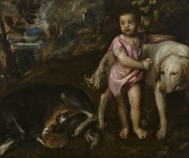 Boy with Dogs in a Landscape, Titien