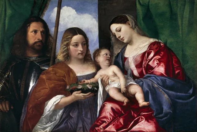 Madonna and Child with Saints Dorothy and George, Titien