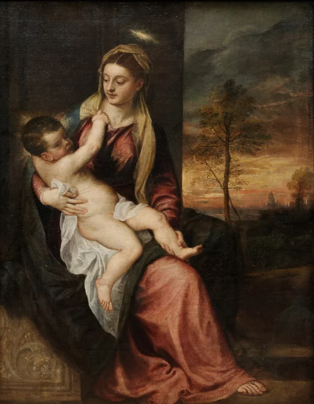 Madonna and Child in an Evening Landscape, Titien