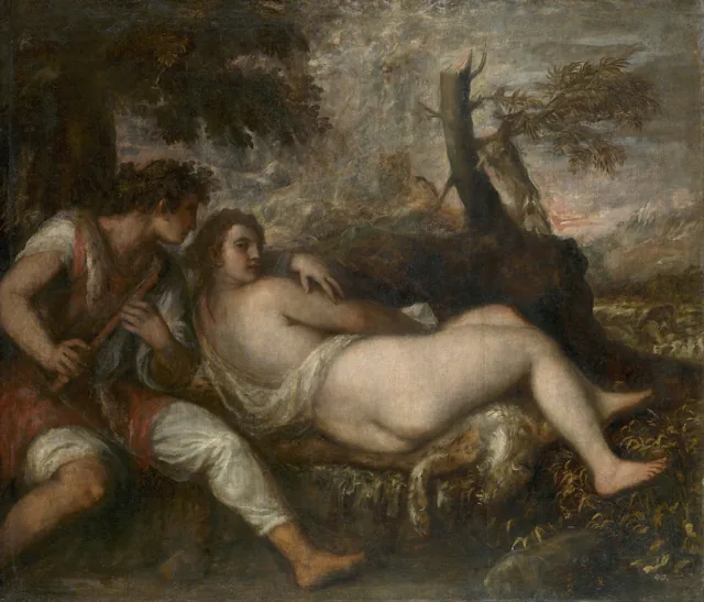 Nymph and Shepherd, Titien