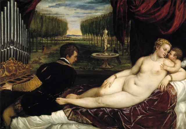 Venus with an Organist and Cupid, Titien
