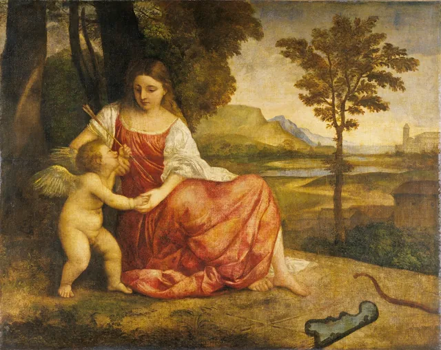 Venus and Cupid, Titien