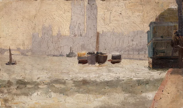 Nevoeiro, cais do Tâmisa, Tom Roberts