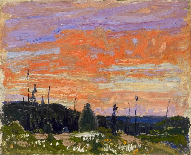 Pôr do sol de primavera, parque Algonquin, Tom Thomson