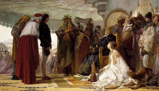 Marco Polo presentado por su padre a Kublai, Gran Kan de los tártaros