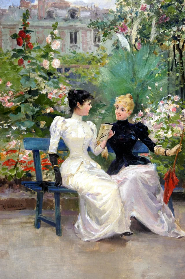 Conversación en el jardín