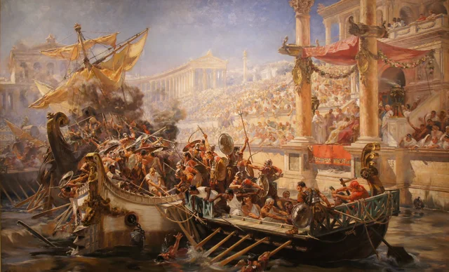 La naumaquia (combate naval entre romanos)