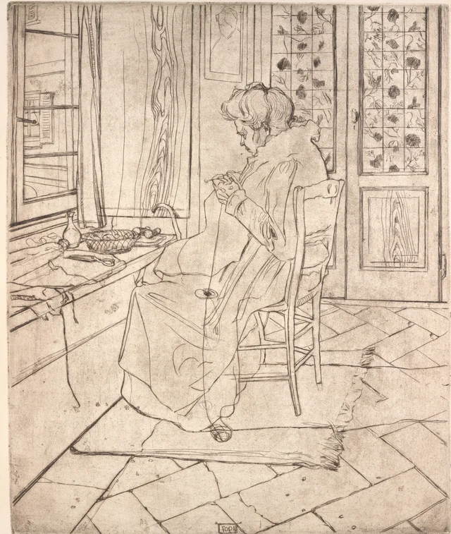 The Artist's Mother Crocheting, Umberto Boccioni