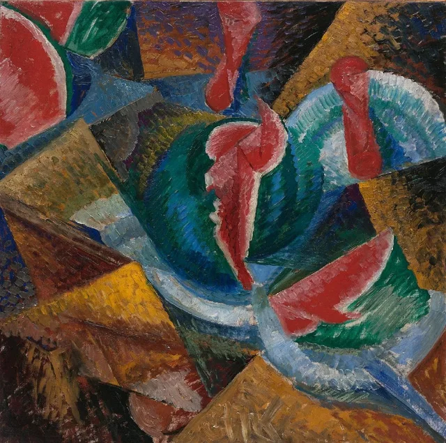 Naturaleza muerta, sandía, Umberto Boccioni