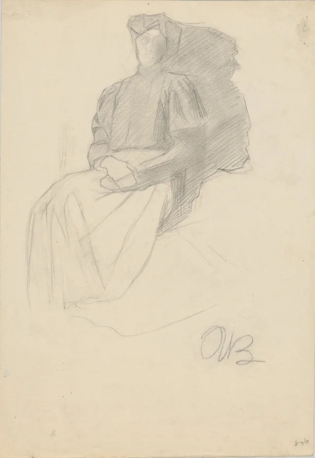 Seated Male Nude (recto); Seated Woman with a Dark Blouse (verso)