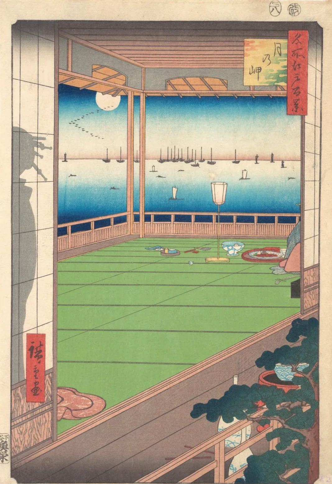 Le point de vue de la lune (Tsuki no misaki), de la série Cent vues célèbres d'Edo, Utagawa Hiroshige