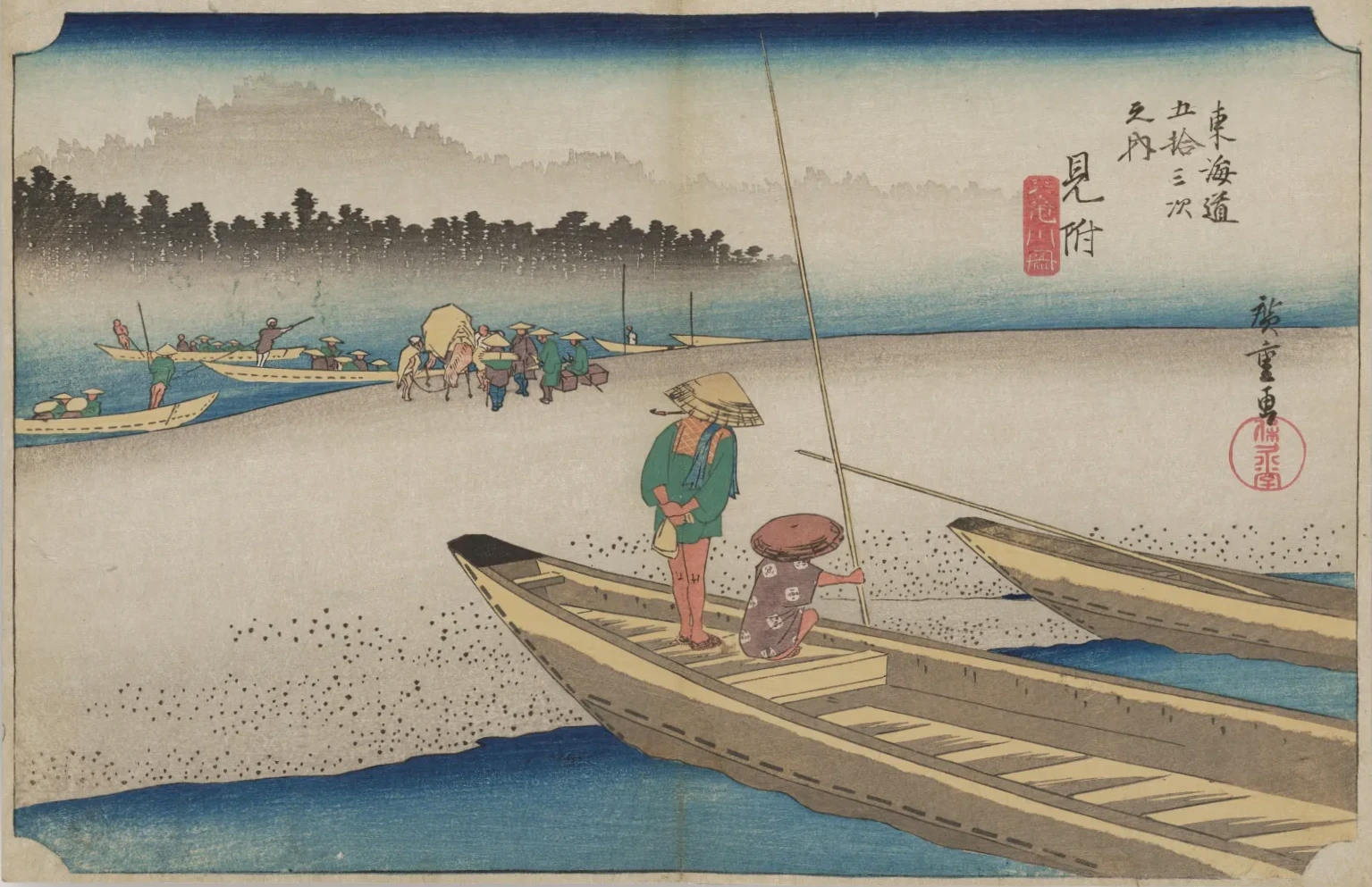 Mitsuke, vista del río Tenryū, de la serie Las cincuenta y tres estaciones del Tōkaidō (edición Hōeidō), Utagawa Hiroshige
