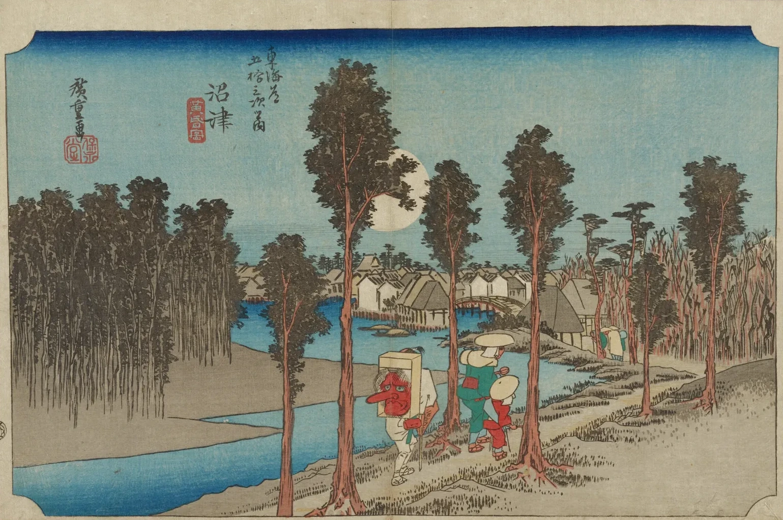 Numazu, crépuscule, de la série Les Cinquante-trois Stations du Tōkaidō (édition Hōeidō), Utagawa Hiroshige