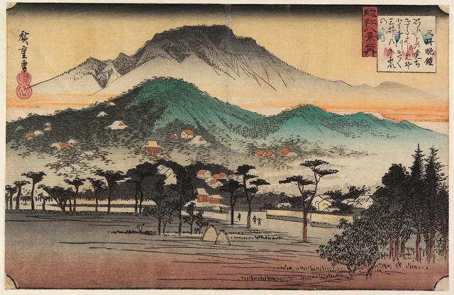 Cloche du soir au temple Mii-dera, de la série Huit vues d'Ōmi
