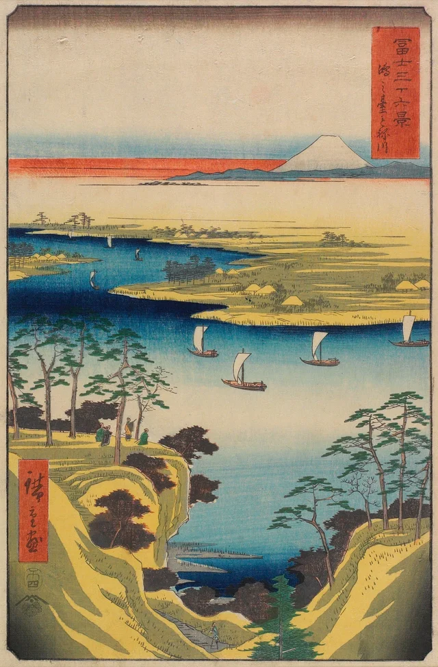 El río Tone en Kōnodai, de la serie Treinta y seis vistas del monte Fuji