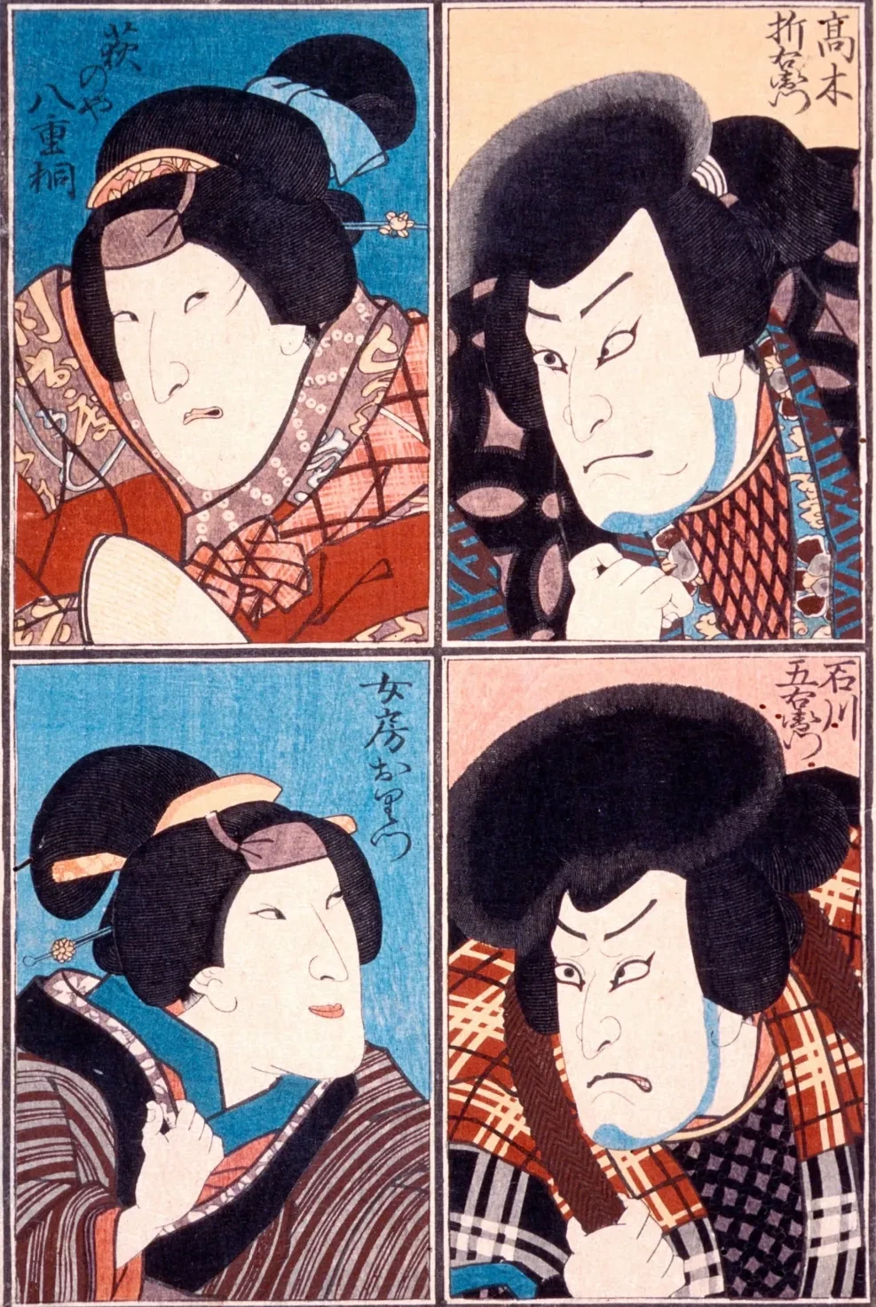 Quatro atores nos papéis de Ishikawa Goemon, Oritsu, Haginoya Yaegiri e Takagi Oriemon, Utagawa Kunisada