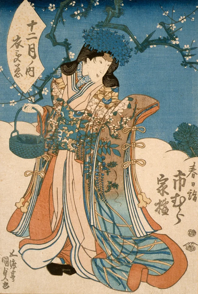 The Actor Ichimura Kakitsu in a Female Role Representing the Second Month