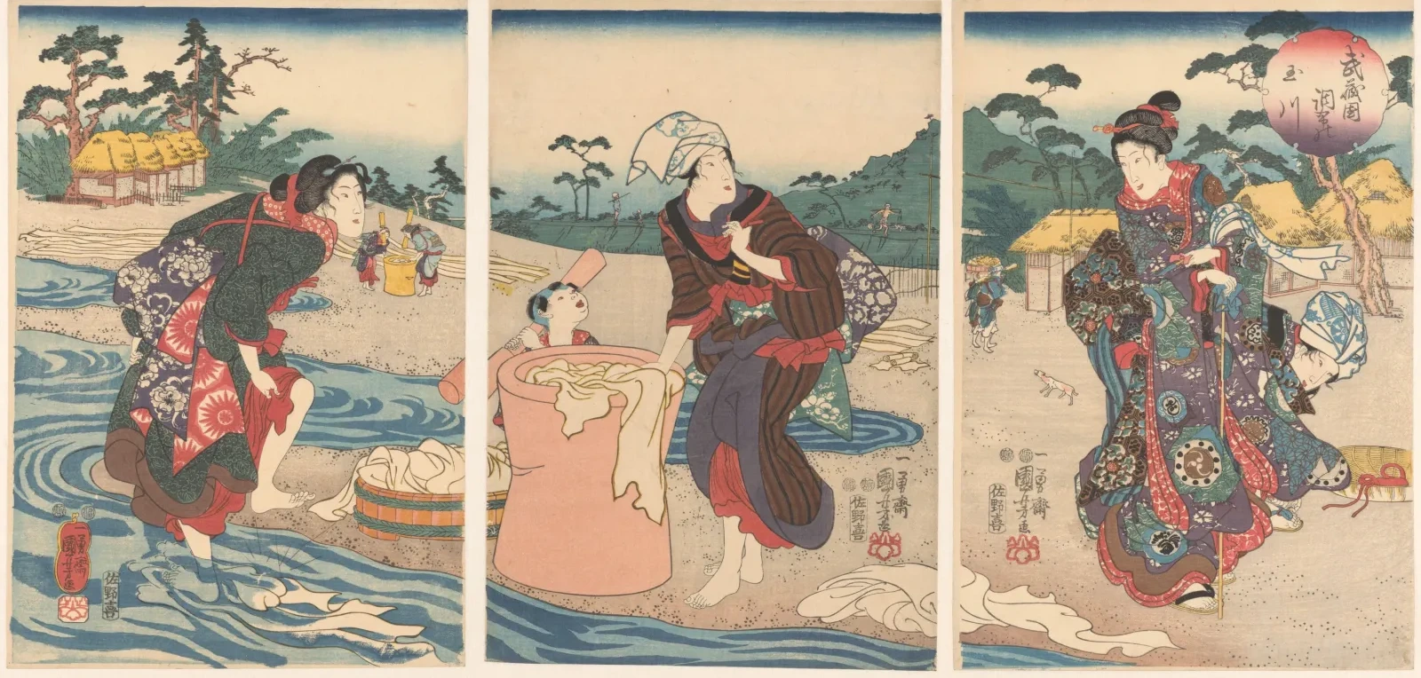 El río Tama de Chōfu en la provincia de Musashi, Utagawa Kuniyoshi