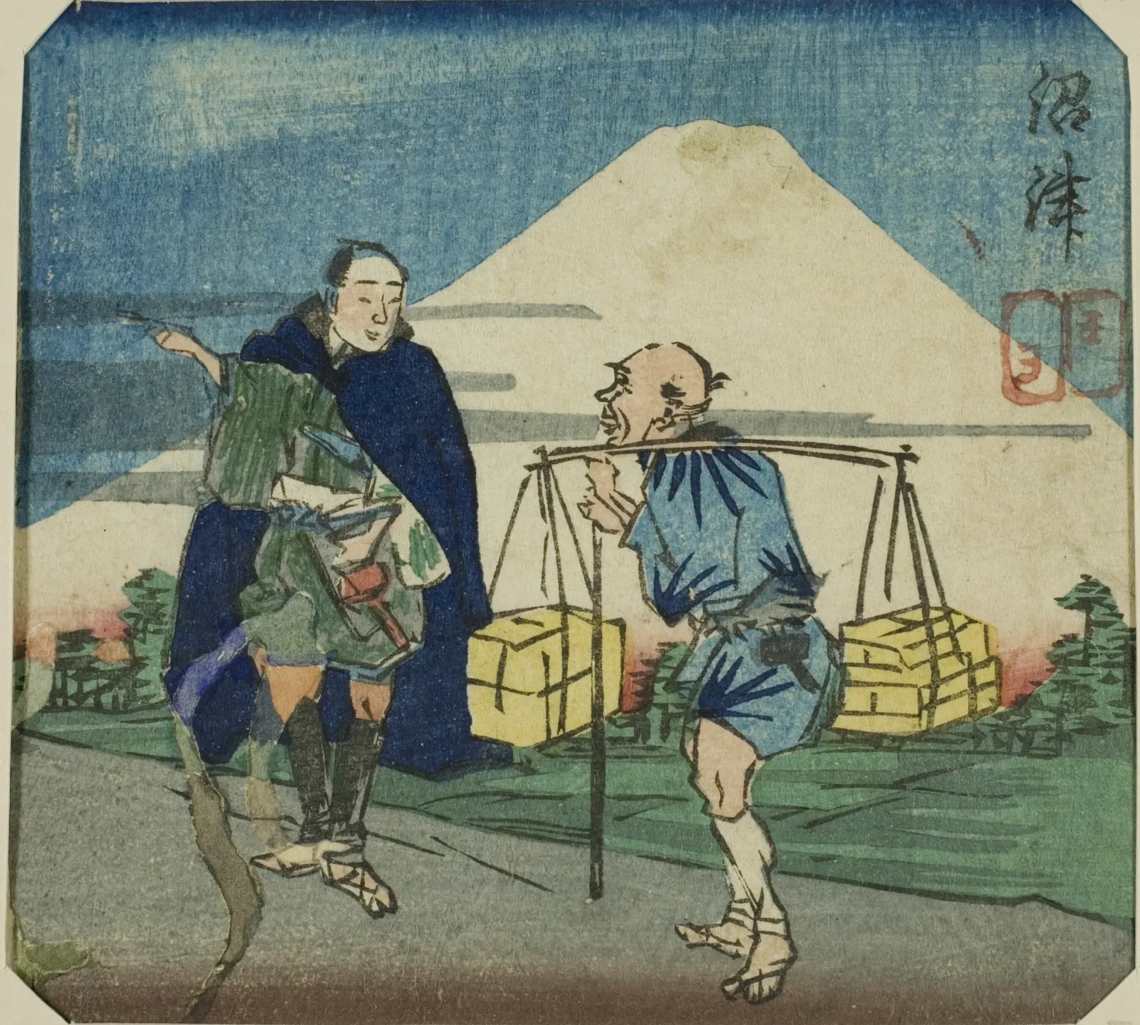 Numazu, partie d'une feuille de la série Miroir en images assemblées des pièces de jōruri, Utagawa Kuniyoshi