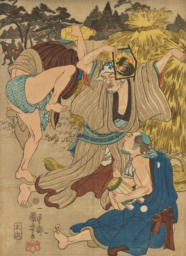 狐ばなし（三枚続のうち）
