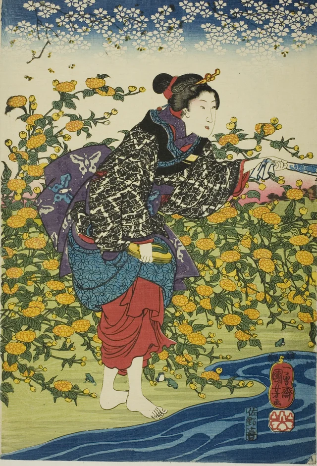 The Ide Jewel River in Yamashiro Province (Yamashiro kuni Ide no Tamagawa), from an untitled series of the Six Jewel Rivers