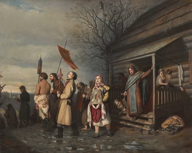 La Procession pascale dans un village, Vassili Perov