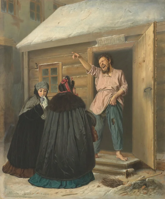 El portero que enseña un piso a una señora, Vassili Perov