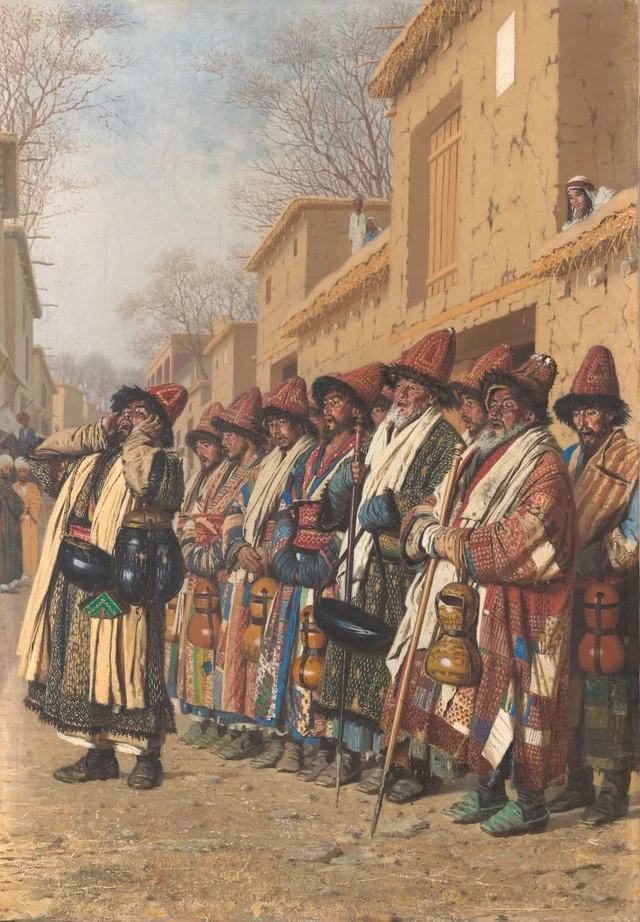 Coro de derviches pidiendo limosna, Taskent