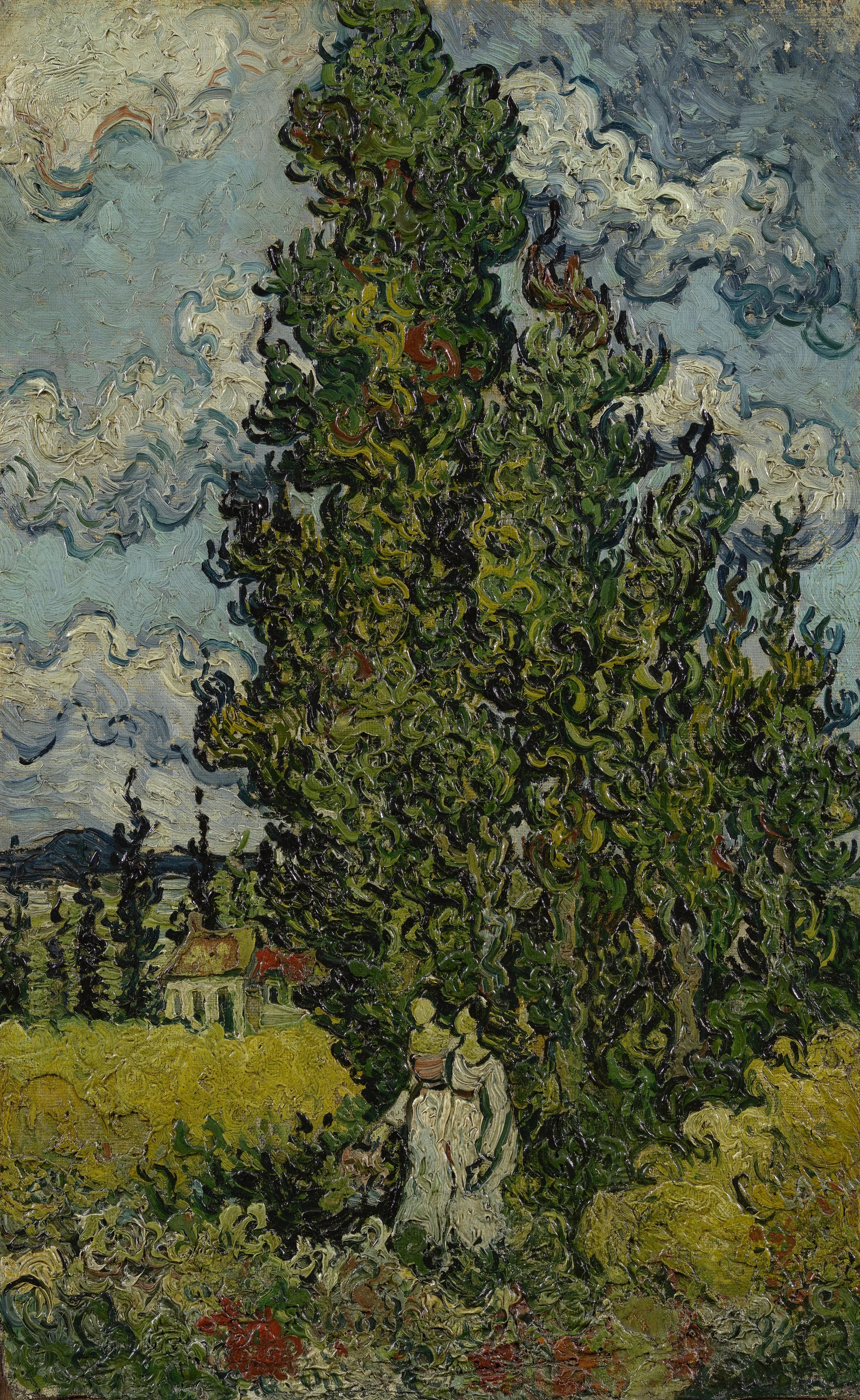 Cypresses and Two Women, Vincent van Gogh