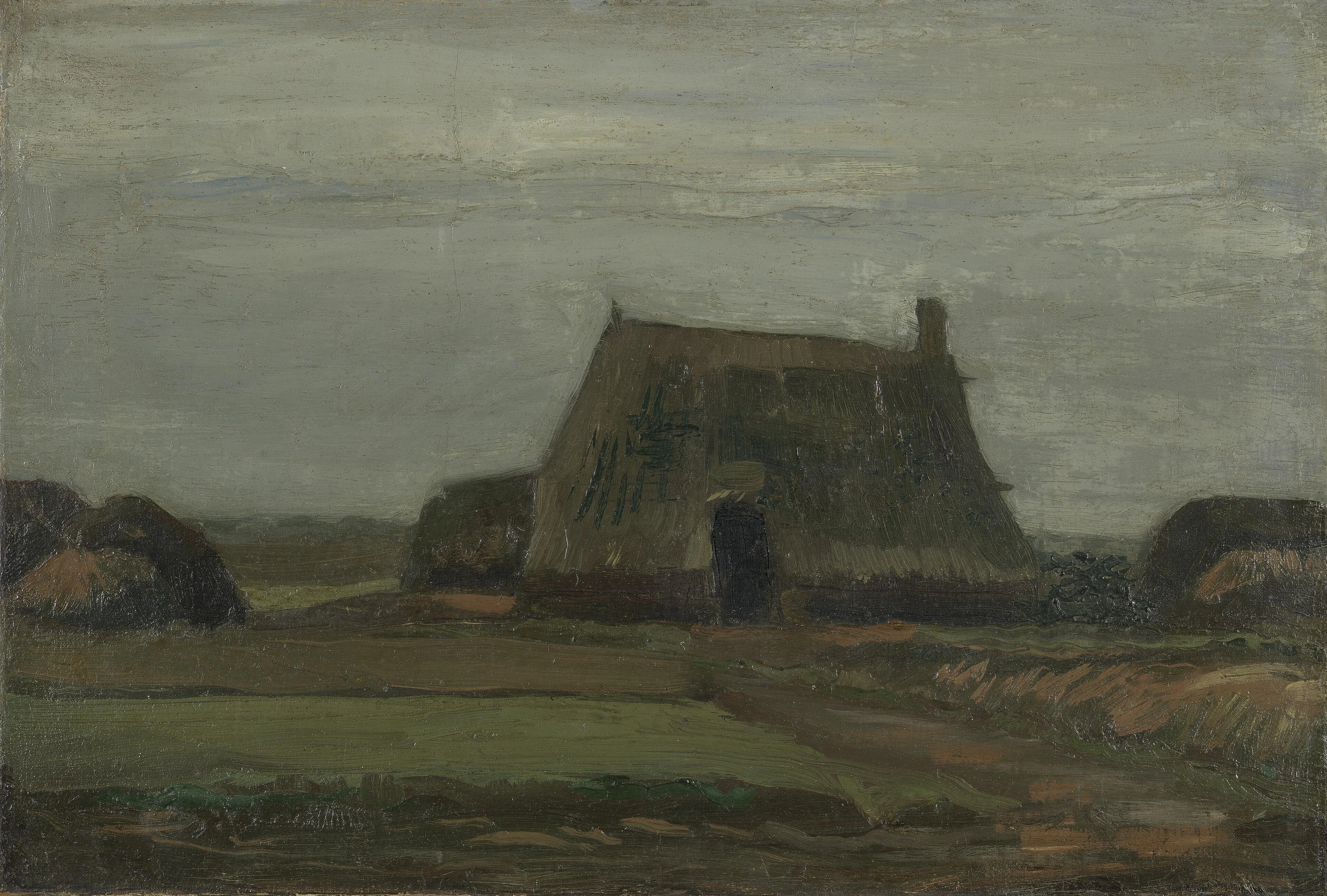 Farm with Stacks of Peat, Vincent van Gogh