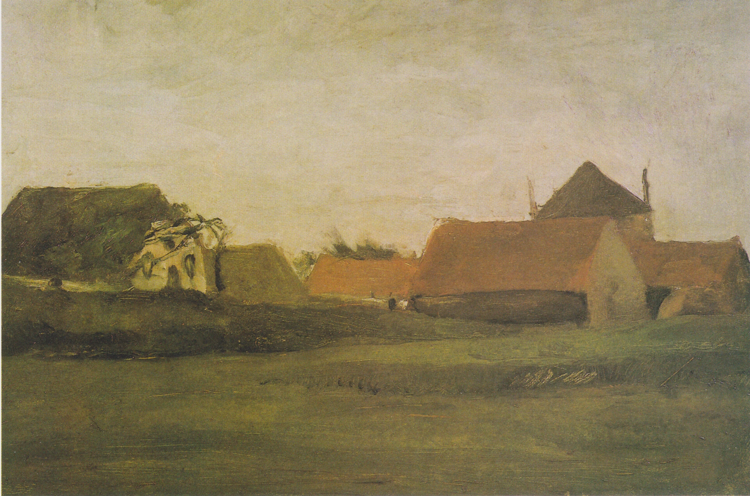 Farmhouses in Loosduinen near The Hague at Twilight, Vincent van Gogh
