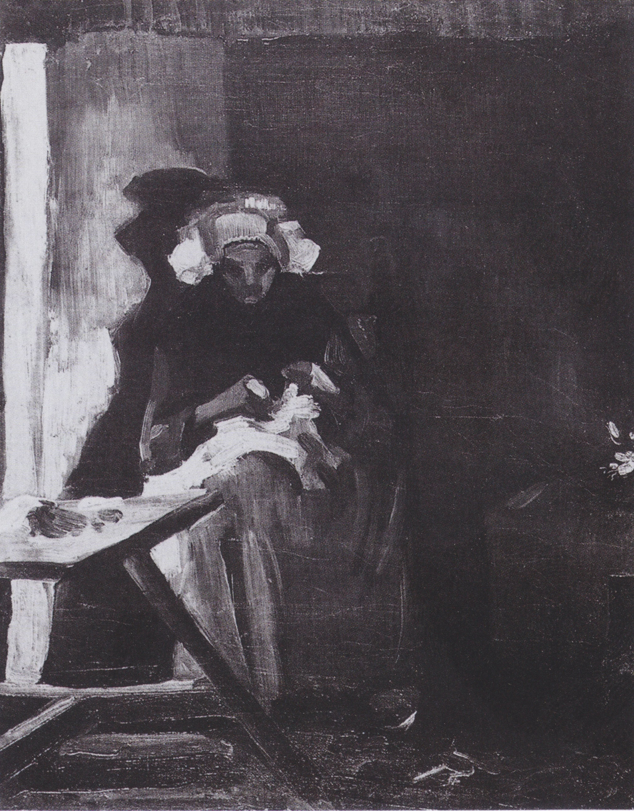 Peasant Woman Sewing, Vincent van Gogh