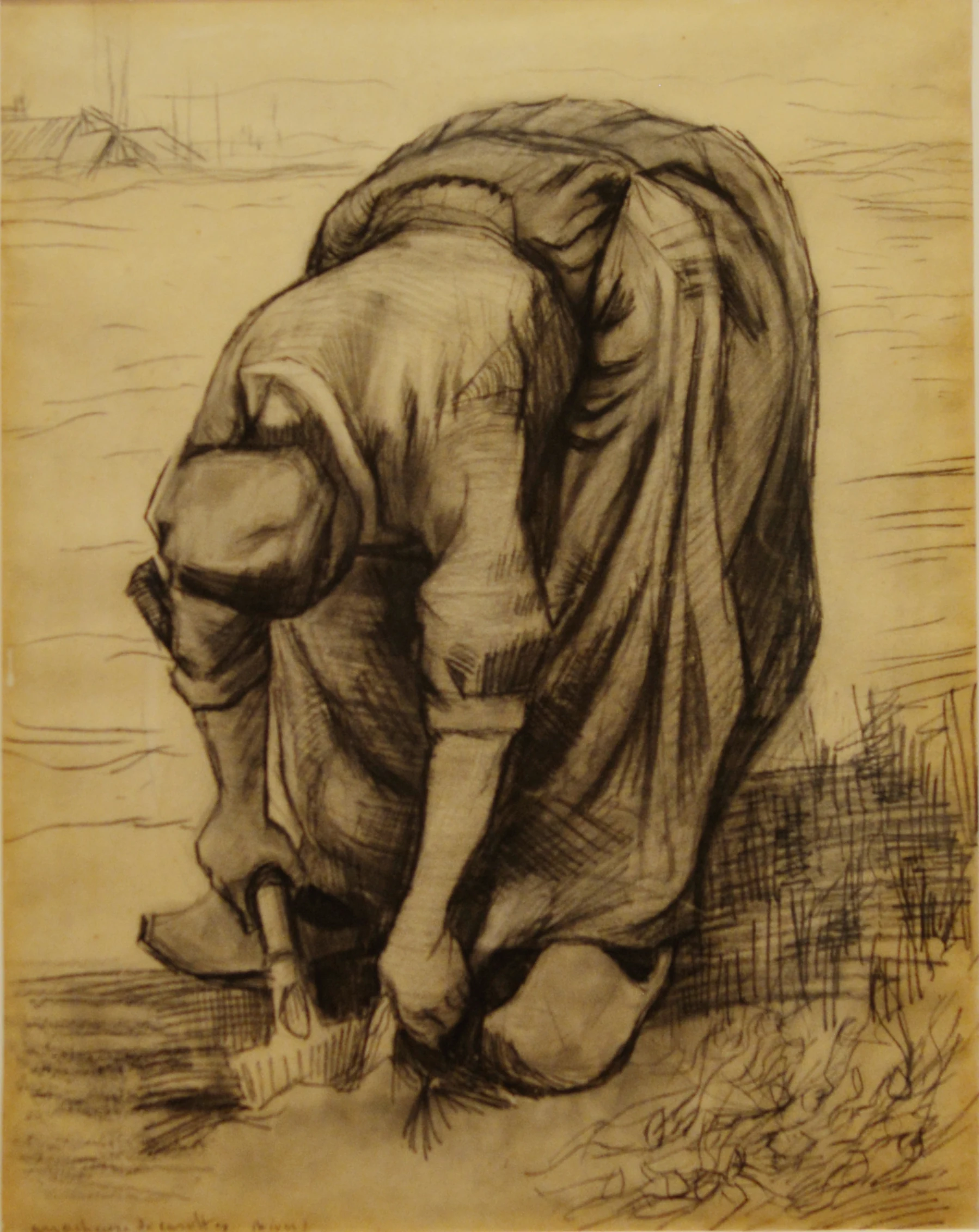 Peasant Woman, Stooping with a Spade, Digging Up Carrots, Vincent van Gogh