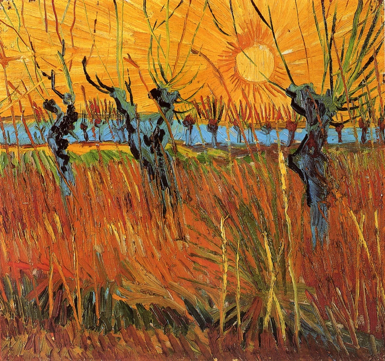 Saules au soleil couchant, Vincent van Gogh