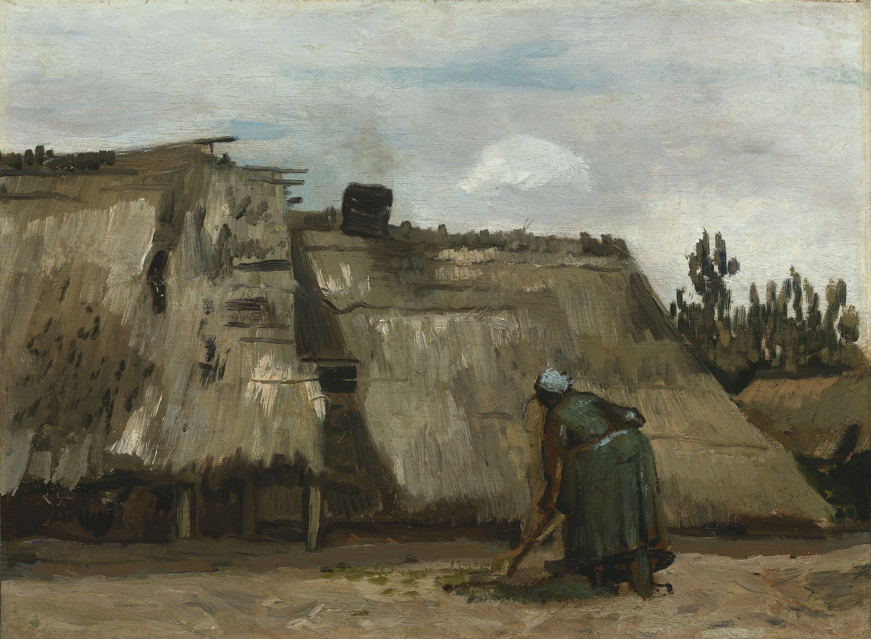 Une paysanne creusant devant son chalet, Vincent van Gogh