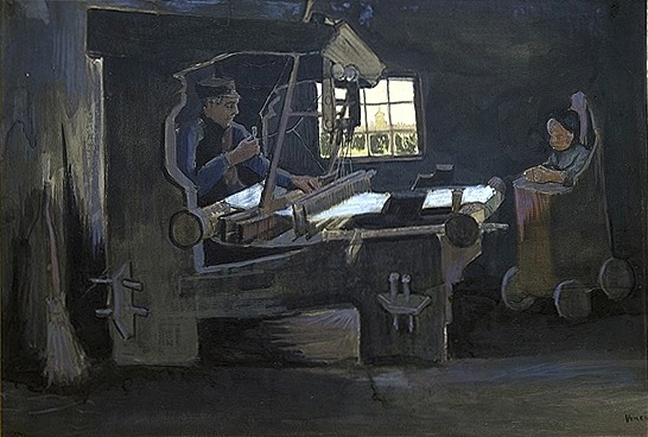 Weaver Facing Right, Interior with One Window and High Chair, Vincent van Gogh