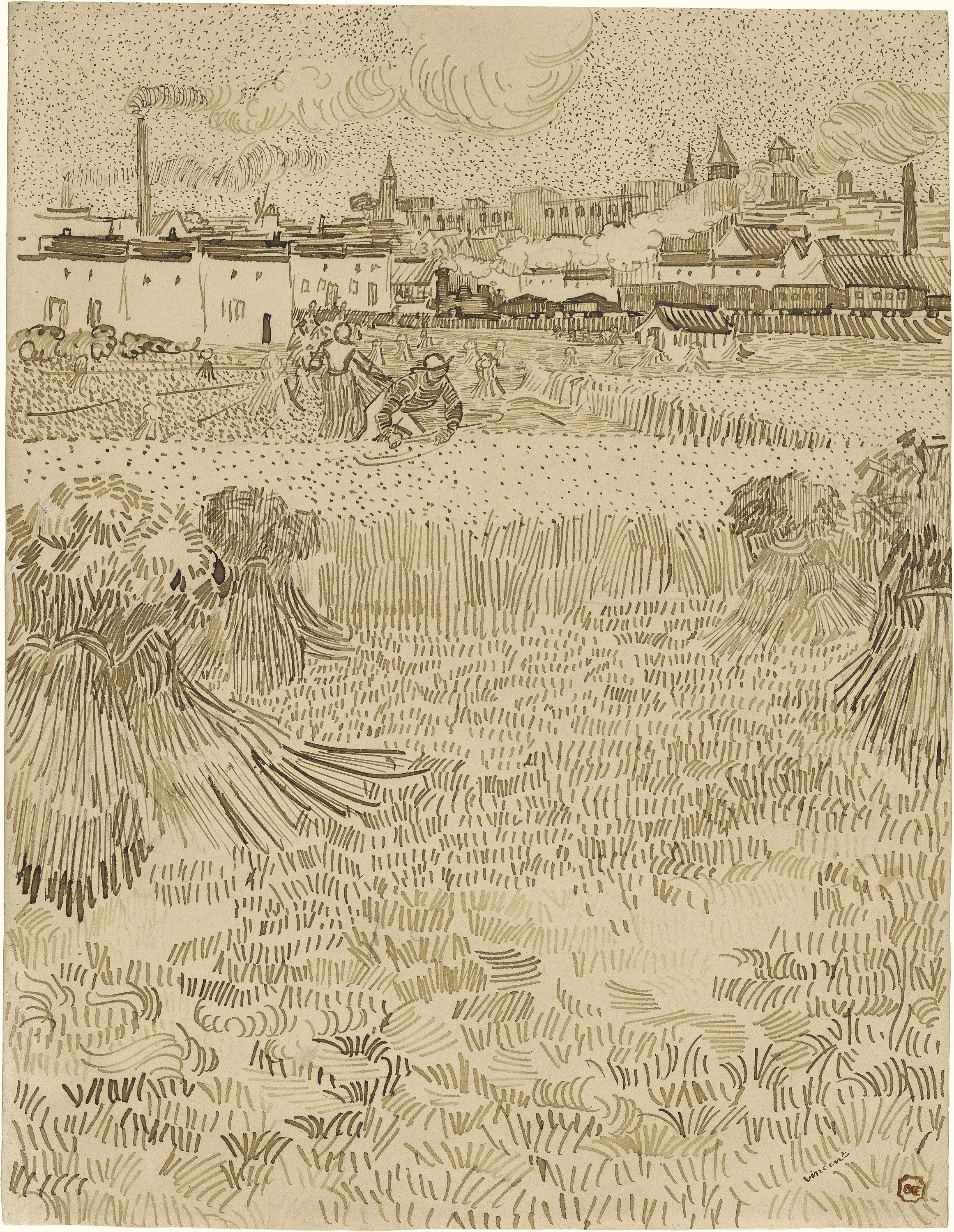 Wheat field with View of Arles, Vincent van Gogh