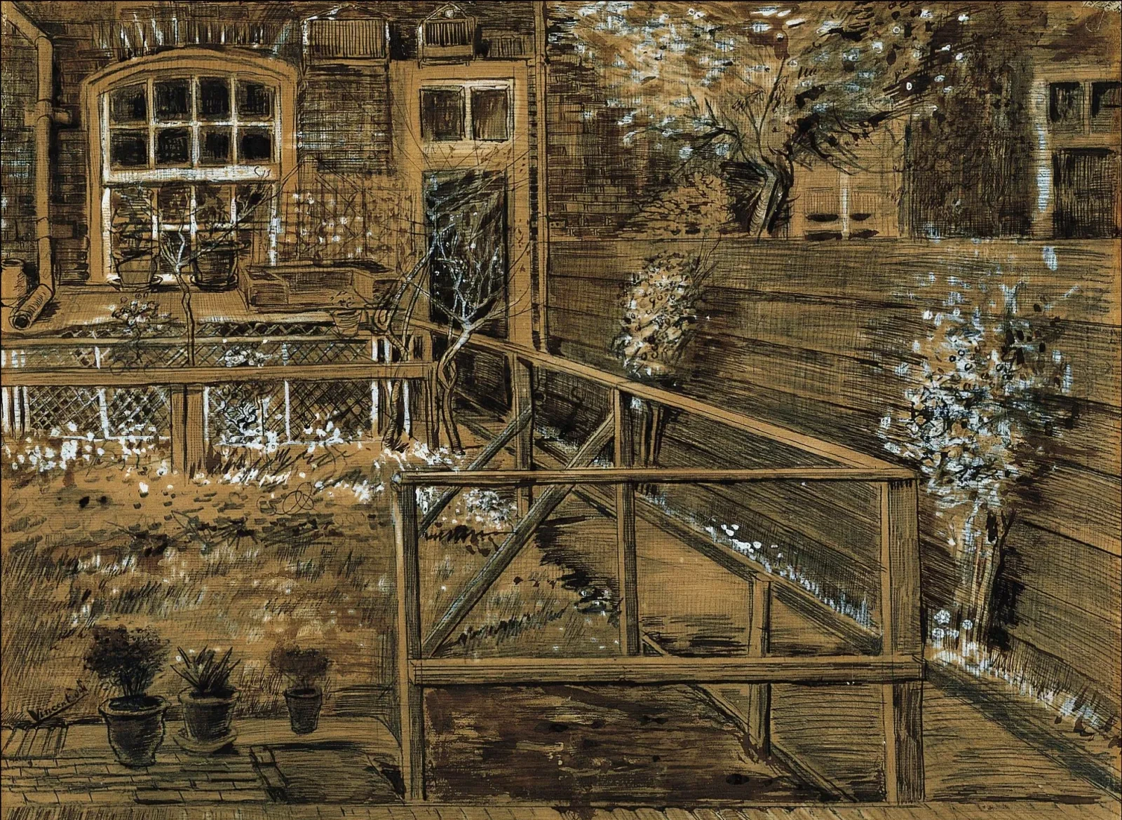 Back Garden of Sien's Mother's House, Vincent van Gogh