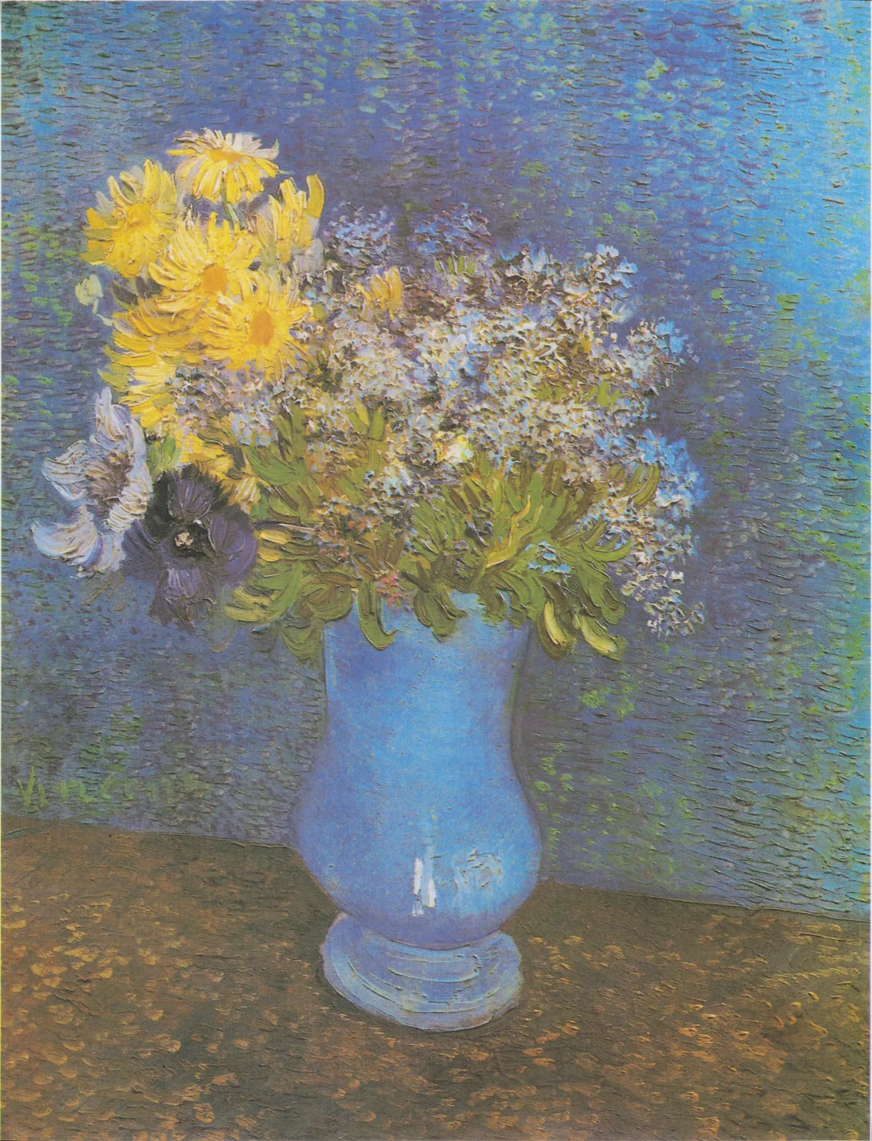 Bouquet de fleurs dans un vase bleu, Vincent van Gogh