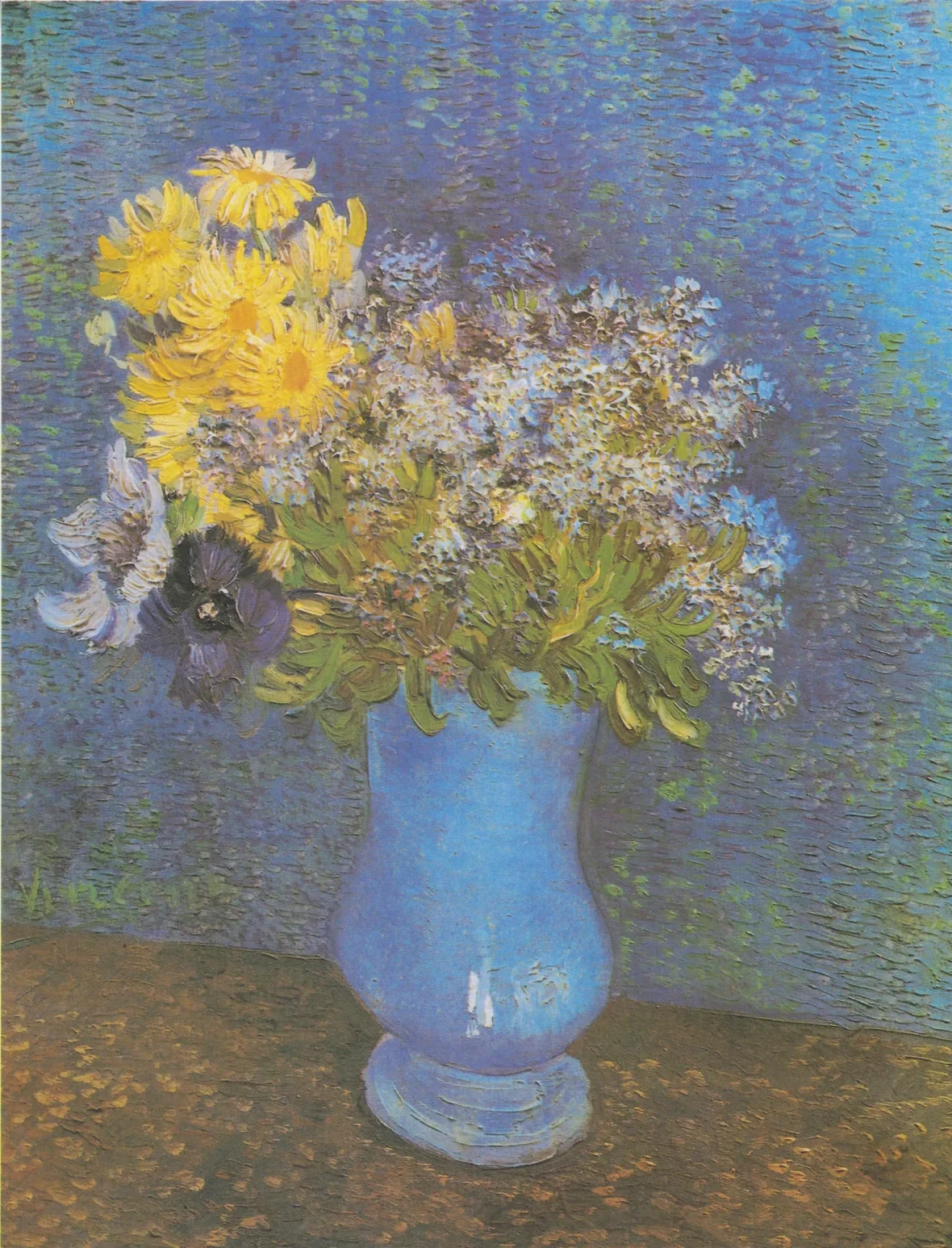 Bouquet de fleurs dans un vase bleu, Vincent van Gogh